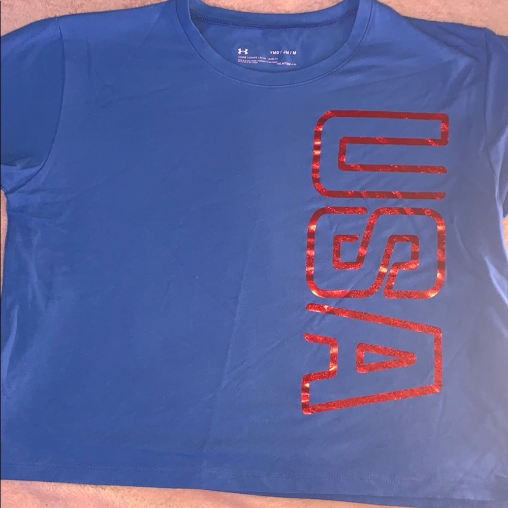blue cropped ysa shirt